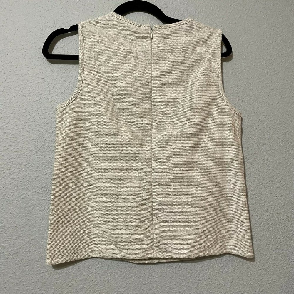 Banana Republic Cream Bee Beaded Round Neck Sleeveless Zip Blouse Top XS - Picture 2 of 10